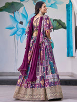 Amazing Purple Color Chinon Fabric Party Wear Lehenga