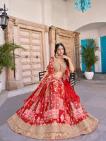 Amazing Red Color Chinon Fabric Party Wear Lehenga