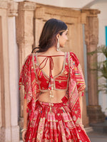 Amazing Red Color Chinon Fabric Party Wear Lehenga