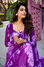 Pretty Purple Color Chiffon Fabric Casual Saree