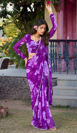Pretty Purple Color Chiffon Fabric Casual Saree