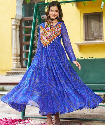 Amazing Blue Color Georgette Fabric Gown