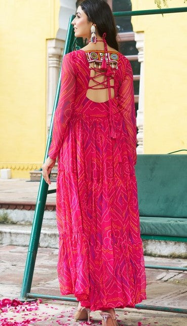 Amazing Pink Color Georgette Fabric Gown