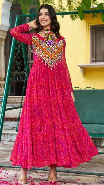 Amazing Pink Color Georgette Fabric Gown
