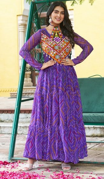 Amazing Purple Color Georgette Fabric Gown