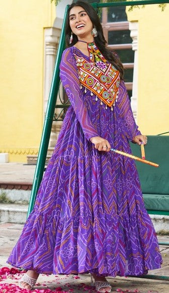 Amazing Purple Color Georgette Fabric Gown