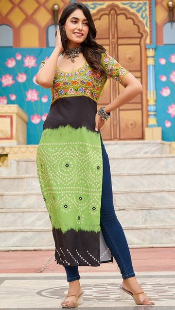 Amazing Multi Color Rayon Fabric Designer Kurti