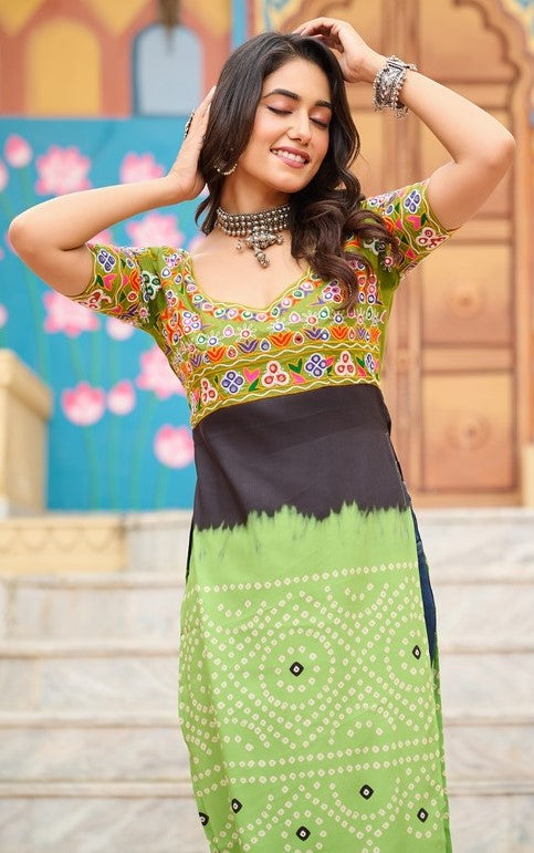 Amazing Multi Color Rayon Fabric Designer Kurti