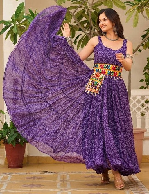Stunning Purple Color Georgette Fabric Gown