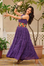 Stunning Purple Color Georgette Fabric Gown