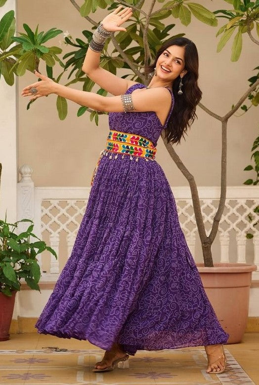 Stunning Purple Color Georgette Fabric Gown