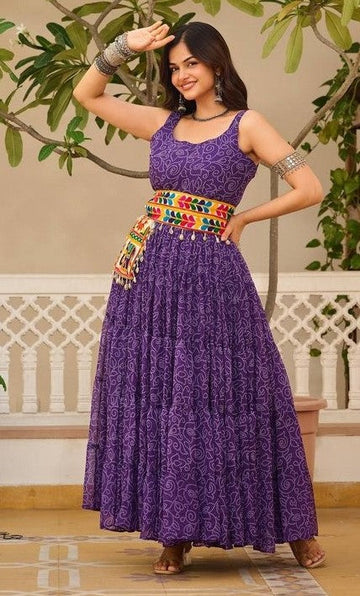 Stunning Purple Color Georgette Fabric Gown