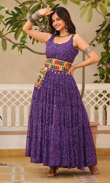 Stunning Purple Color Georgette Fabric Gown