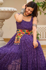 Stunning Purple Color Georgette Fabric Gown