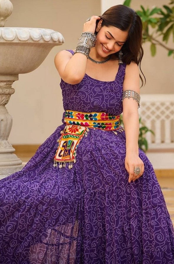 Stunning Purple Color Georgette Fabric Gown