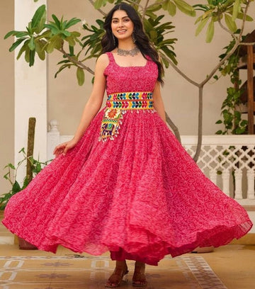 Stunning Pink Color Georgette Fabric Gown