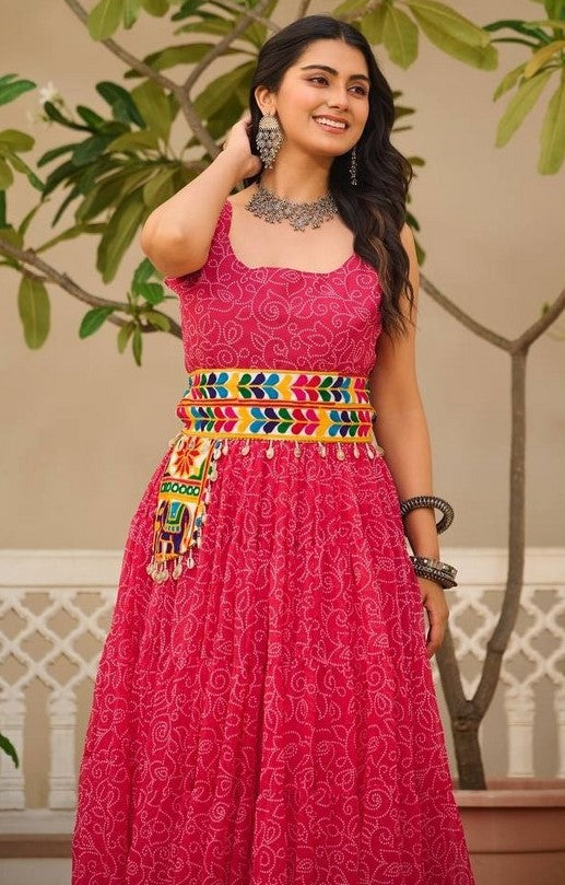 Stunning Pink Color Georgette Fabric Gown