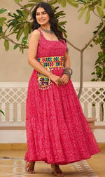 Stunning Pink Color Georgette Fabric Gown