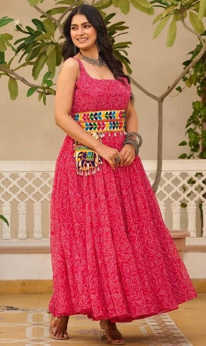 Stunning Pink Color Georgette Fabric Gown