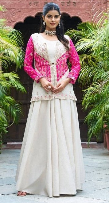 Amazing Pink Color Shimmer Fabric Cord Set