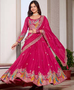 Magnetic Pink Color Vichitra Fabric Party Wear Lehenga