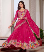 Magnetic Pink Color Vichitra Fabric Party Wear Lehenga