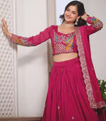 Magnetic Pink Color Vichitra Fabric Party Wear Lehenga