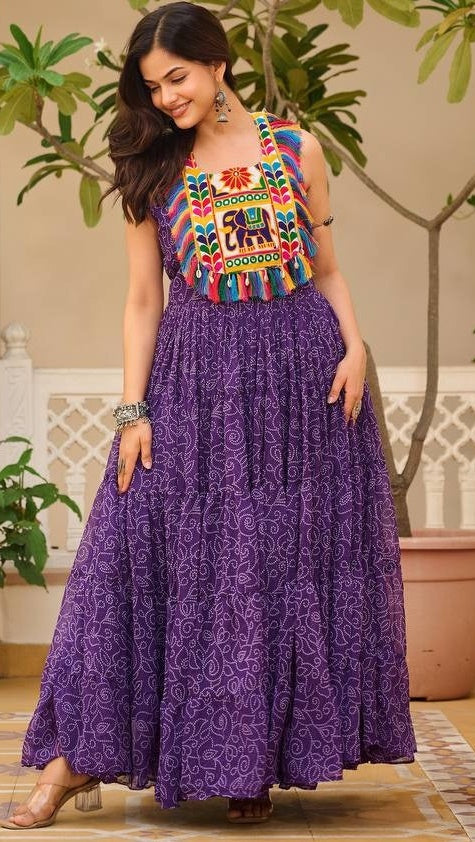 Divine Purple Color Georgette Fabric Gown