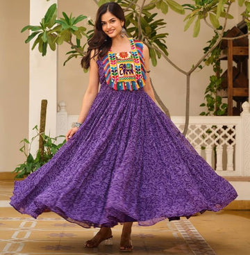 Divine Purple Color Georgette Fabric Gown