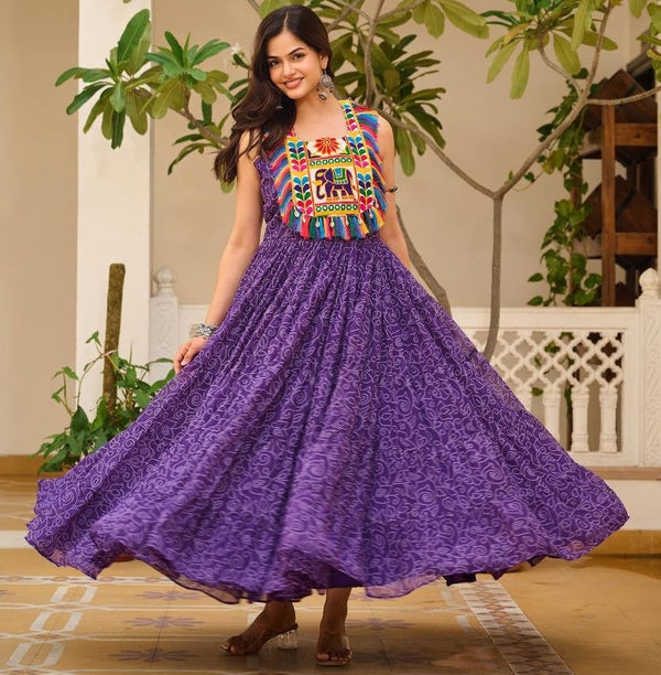 Divine Purple Color Georgette Fabric Gown