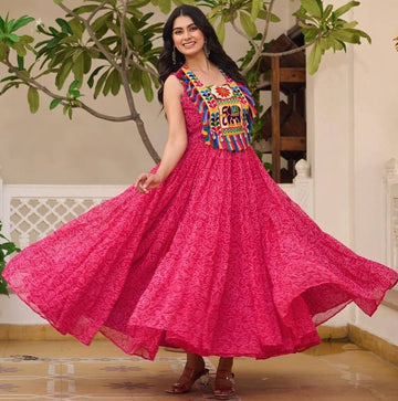 Divine Pink Color Georgette Fabric Gown