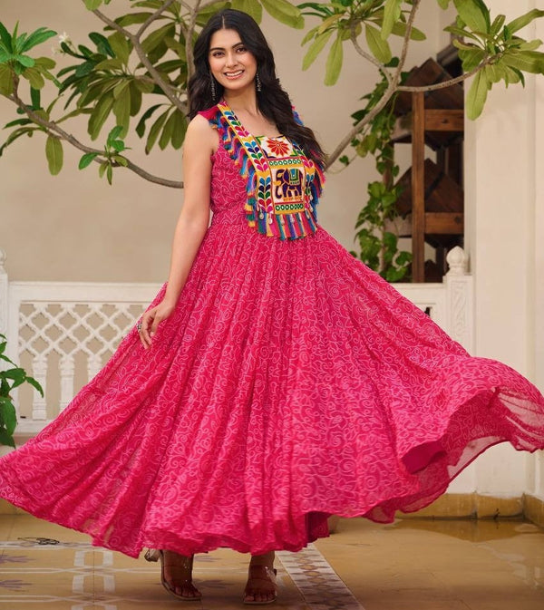 Divine Pink Color Georgette Fabric Gown