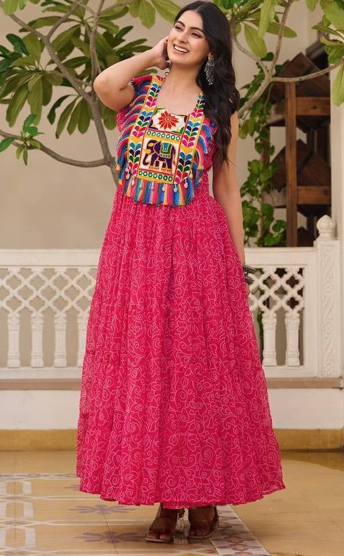 Divine Pink Color Georgette Fabric Gown