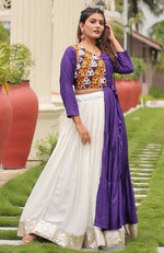 Stunning Purple Color Cotton Fabric Designer Lehenga