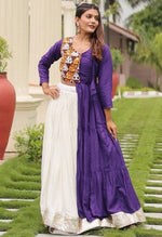Stunning Purple Color Cotton Fabric Designer Lehenga