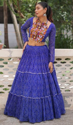 Magnetic Blue Color Georgette Fabric Designer Lehenga