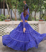 Magnetic Blue Color Georgette Fabric Designer Lehenga