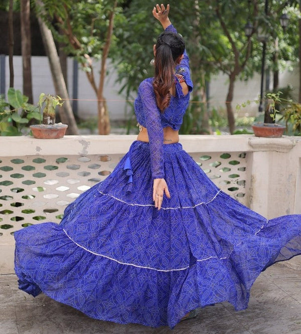 Magnetic Blue Color Georgette Fabric Designer Lehenga