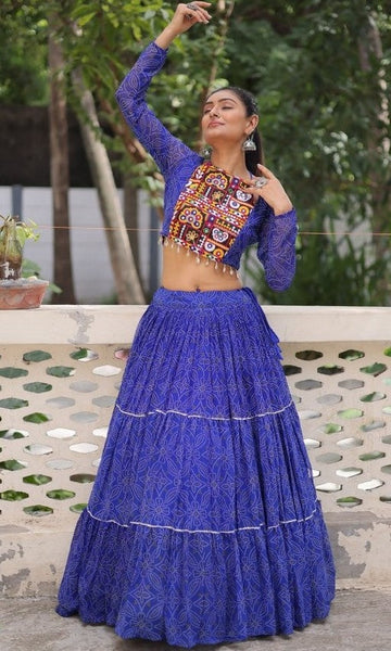 Magnetic Blue Color Georgette Fabric Designer Lehenga