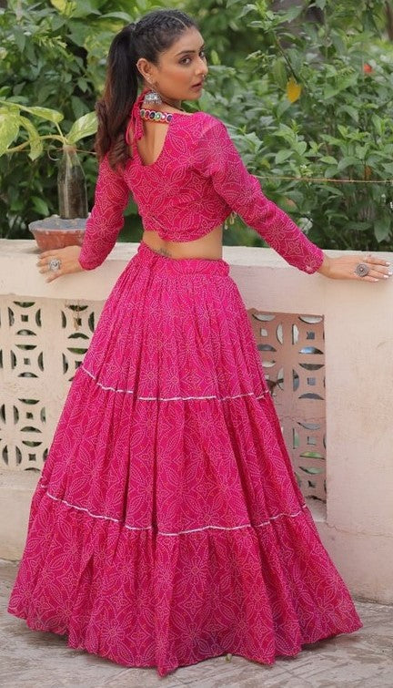 Magnetic Pink Color Georgette Fabric Designer Lehenga
