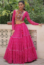 Magnetic Pink Color Georgette Fabric Designer Lehenga