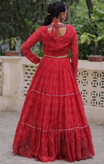 Magnetic Red Color Georgette Fabric Designer Lehenga