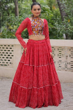 Magnetic Red Color Georgette Fabric Designer Lehenga