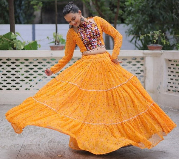 Magnetic Yellow Color Georgette Fabric Designer Lehenga