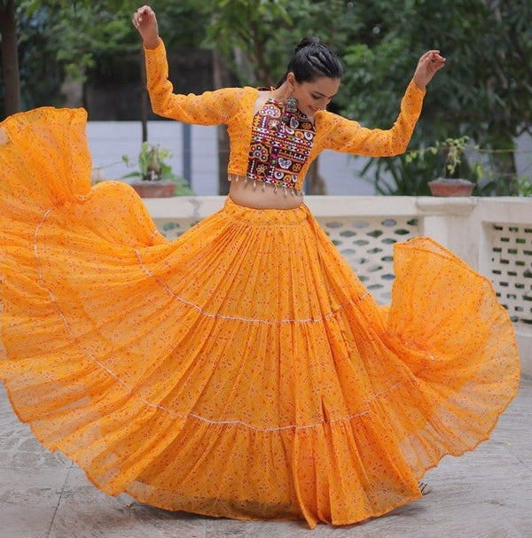 Magnetic Yellow Color Georgette Fabric Designer Lehenga