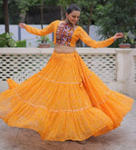 Magnetic Yellow Color Georgette Fabric Designer Lehenga