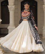 Magnetic Black Color Georgette Fabric Designer Kurti With Skirt