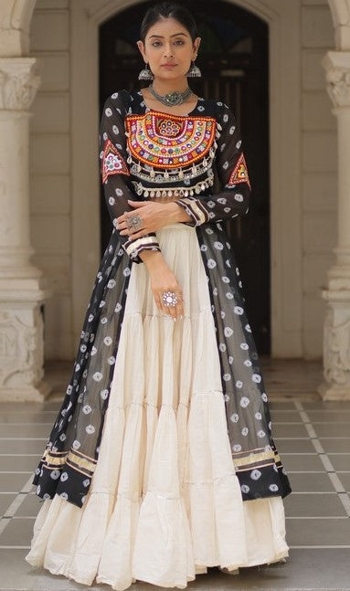 Magnetic Black Color Georgette Fabric Designer Kurti With Skirt
