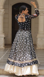 Magnetic Black Color Georgette Fabric Designer Kurti With Skirt
