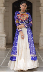 Magnetic Blue Color Georgette Fabric Designer Kurti With Skirt